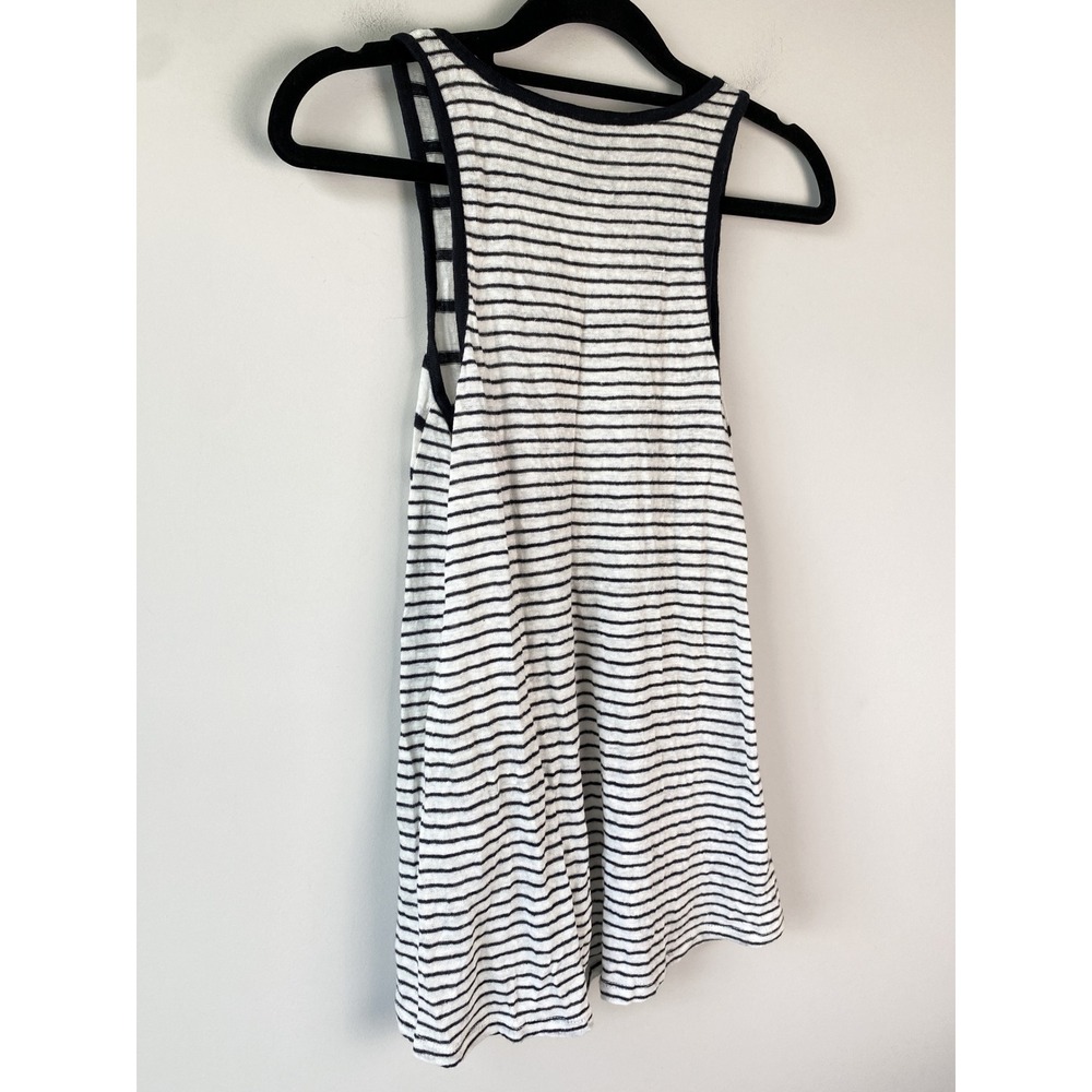 Vince Womens 100% Linen Tank Top XS White Black Stripe Minimalist Chic Natural - Picture 5 of 8